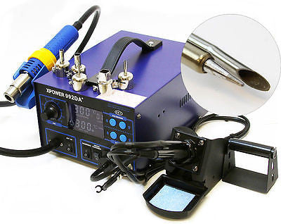 Electronic Table Top Soldering Rework Station Hot Air Blow Solder Iron Gun Unit - tool