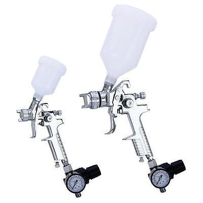 2 Piece HVLP Air Powered Gravity Feed Fed and Pot Spray Gun Paint Sprayer Set - tool