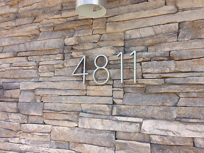 Brushed Steel Mid Century Modern Style Address Numbers - tool