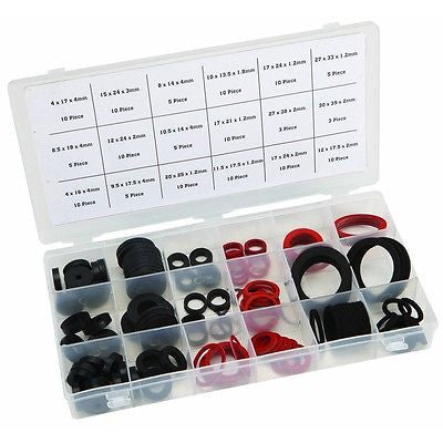 141 Piece Fiber Rubber Flat Seal Washer Assortment Kit Plumbing Sink Faucet Sealing - tool