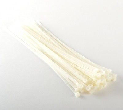 50 Piece Pack of 11" Long White Plastic Cable Zip Pull Tie Tye Cabletie Clamp - tool