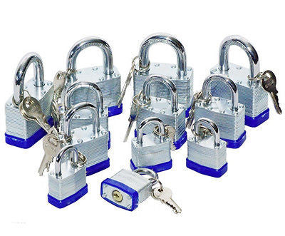 Dozen 12 Piece Assorted Pad Locks - tool