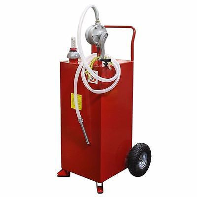 Rolling Portable 30 Gallon Fuel Gas Storage Transferring Transfer Tank Hand Pump - tool