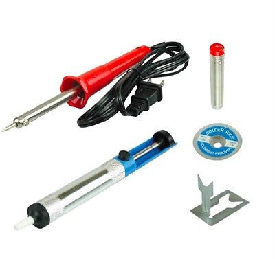 5 Piece Hand Soldering Iron Gun Desoldering Pump Sucker Tool Kit Set with Solder - tool