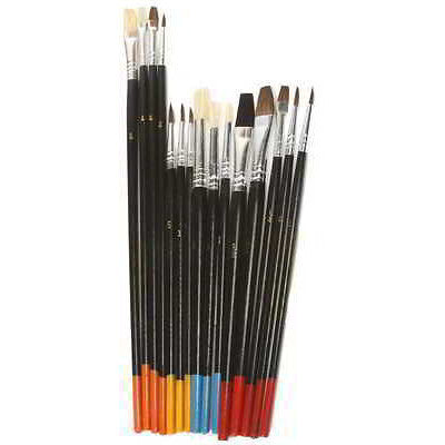 15 Piece Natural Hair Art Artist Paint Brush Brushing Tool Set Wooden Handle Wood - tool