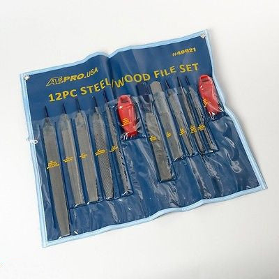 12 Piece Metal Steel Mill Flat Round Bastard File Wood Rasp Rasping Filing Tool Set - tool