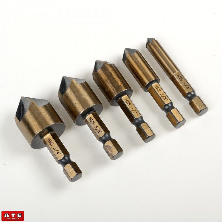 5 pc Metal Steel Counter Sink Tool Bit Set - tool