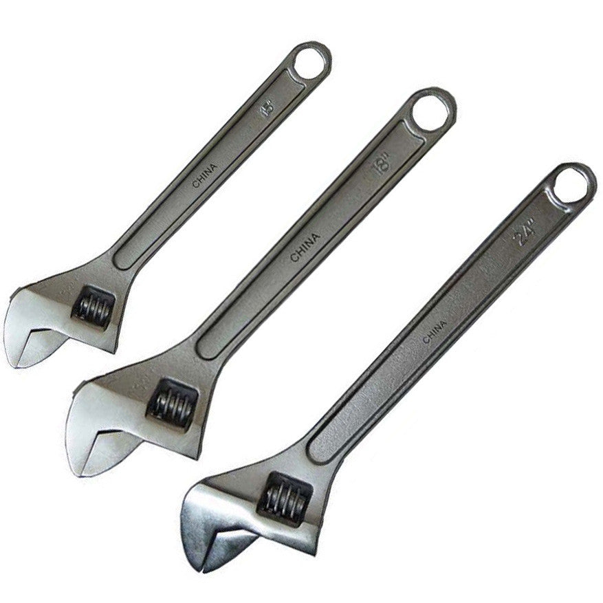 3 PC Jumbo Large Size Adjustable Crescent Wrench Set - tool