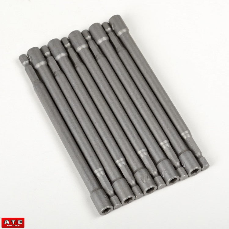 10pc Pack of 1/4" Magnetic Hex 6" Long Driver Bits - tool