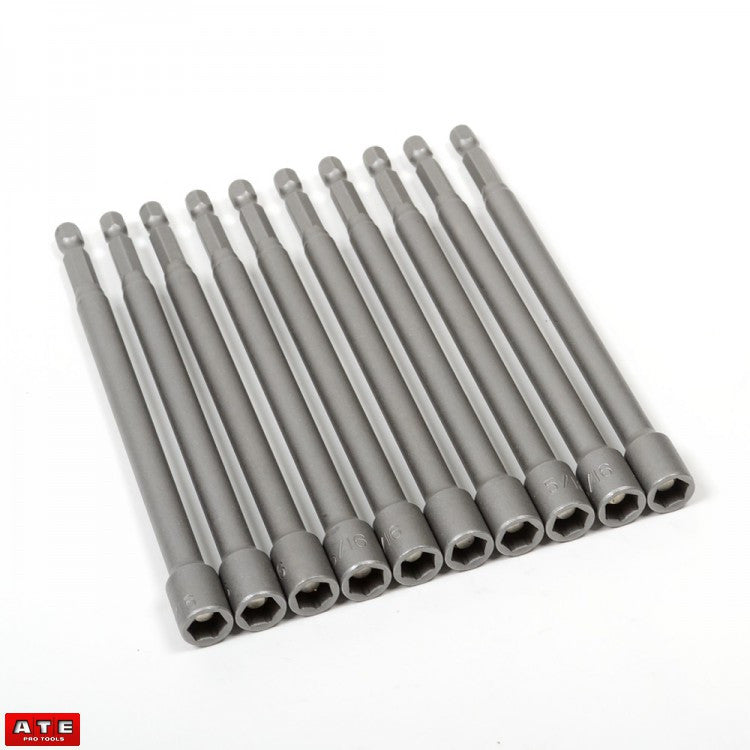 10pc Pack of 5/16" Magnetic Hex 6" Long Driver Bits - tool