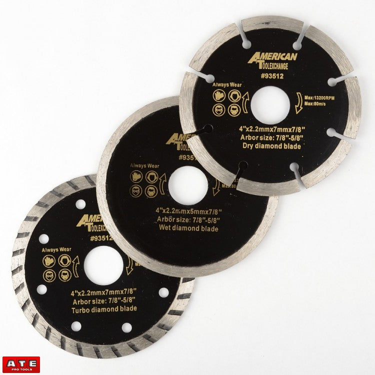 4 Inch Diamond Blade Assortment Pack for Hand Grinder