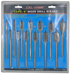 13 PC Flat Wood Spade Drill Bit Set - tool