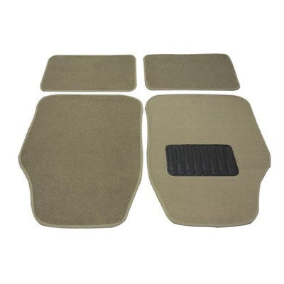 4 Piece Piece Tan Light Brown Carpeted Floor Mats for Car Vehicle Carpet Rubber Set - tool