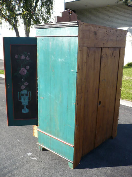 Antique Old Wooden Painted Armoire - tool