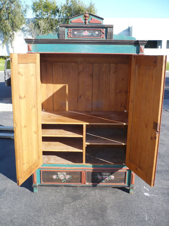 Antique Old Wooden Painted Armoire - tool