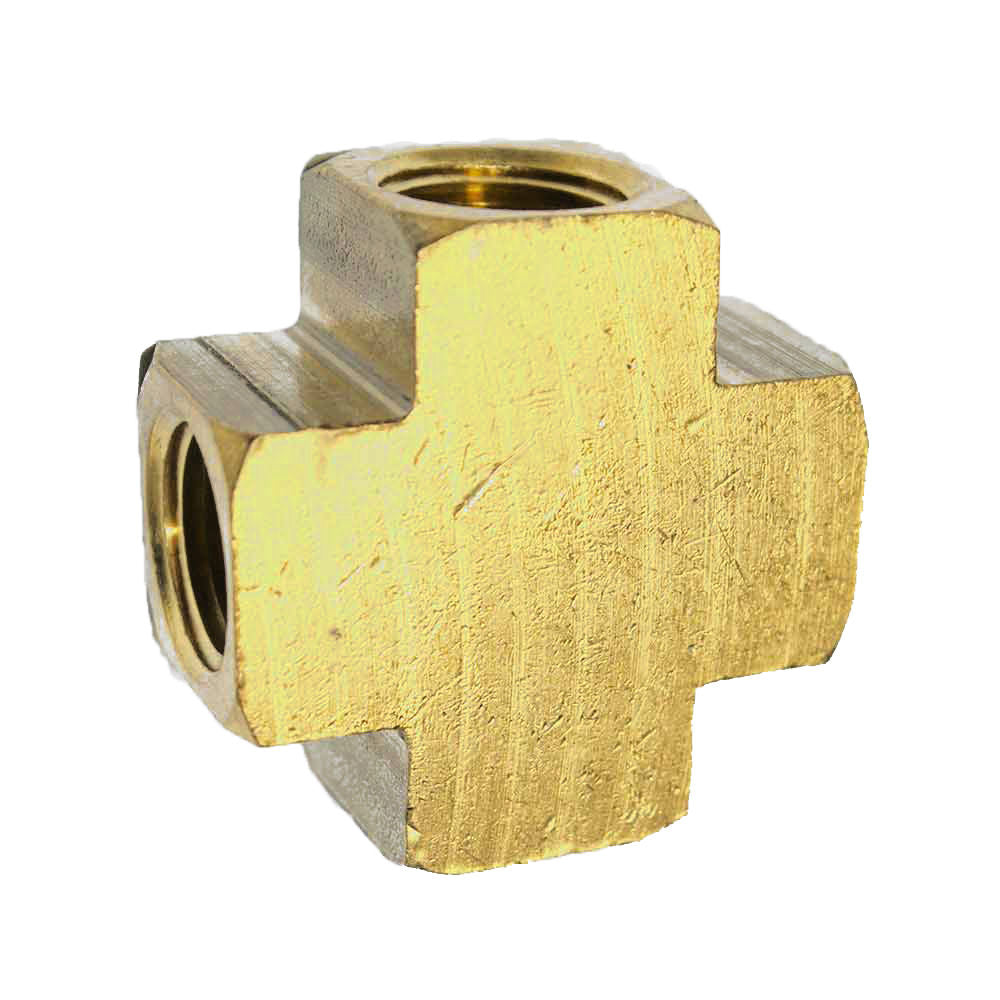 4 Way Brass Cross Fitting - 1/4" NPT Thread Threaded - tool