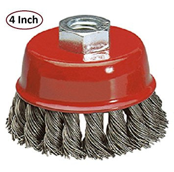 4" Wire Knotted Cup Wheel Brush For Electric Hand Grinder - tool