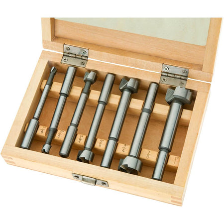 7 Piece Forstener Wood Boring Drill Drilling Bore Bit Tool Set Forstner Kit - tool