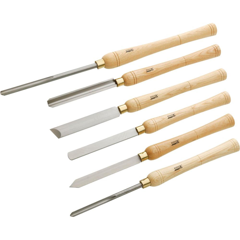 6 pc. HSS High Speed Steel Lathe Chisel Set Wood Turning Gouges Tool Kit