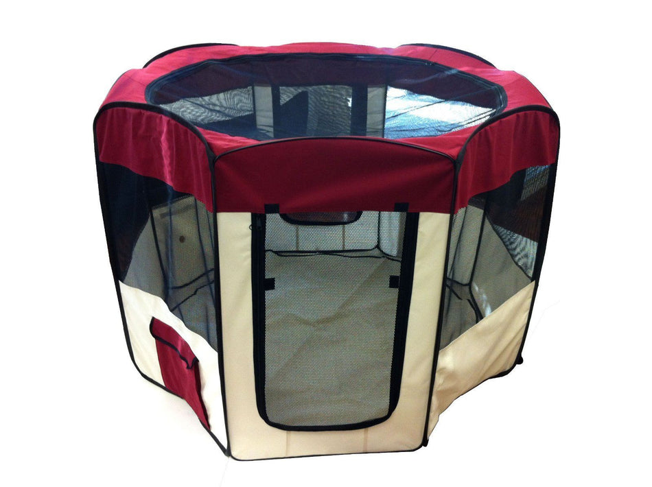 Red Portable Folding Fold Up Pet Dog Animal House Play Pen - tool