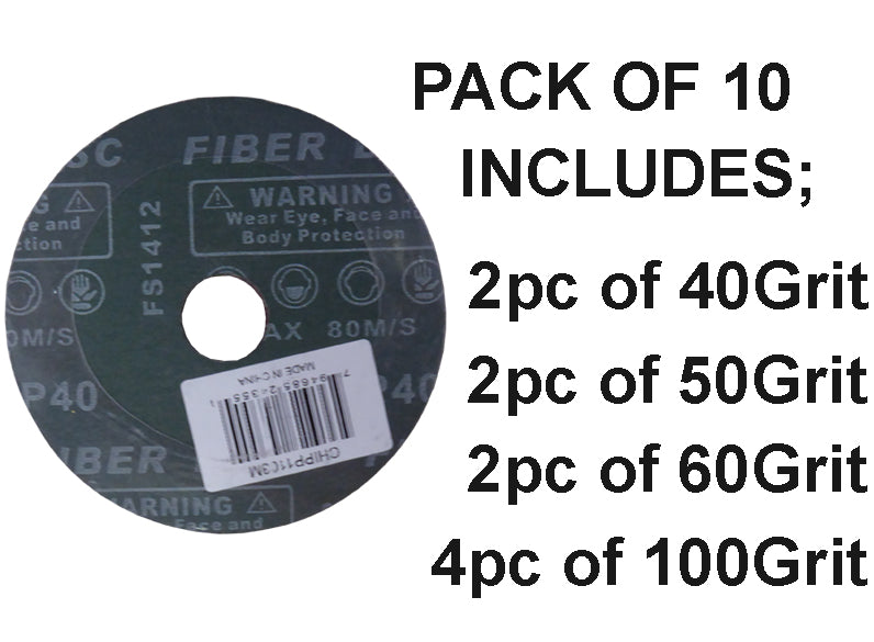 10 PK 4 1/2" Resin Fiber Sanding Grinding Discs - tool