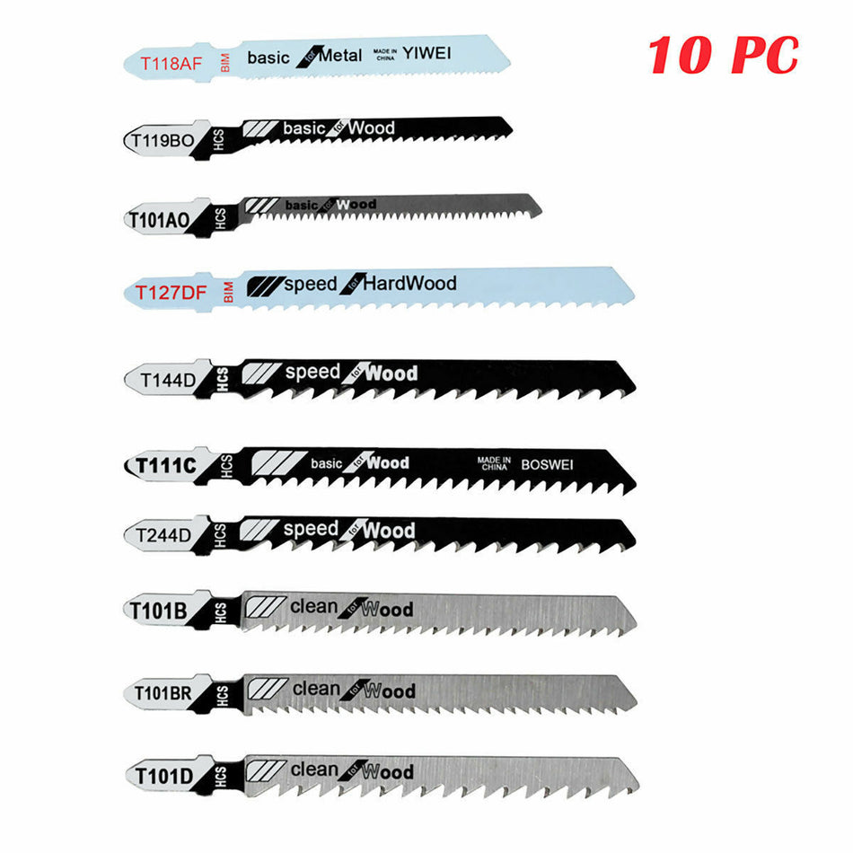 10 PC T-Shank Jig Saw Blade Set