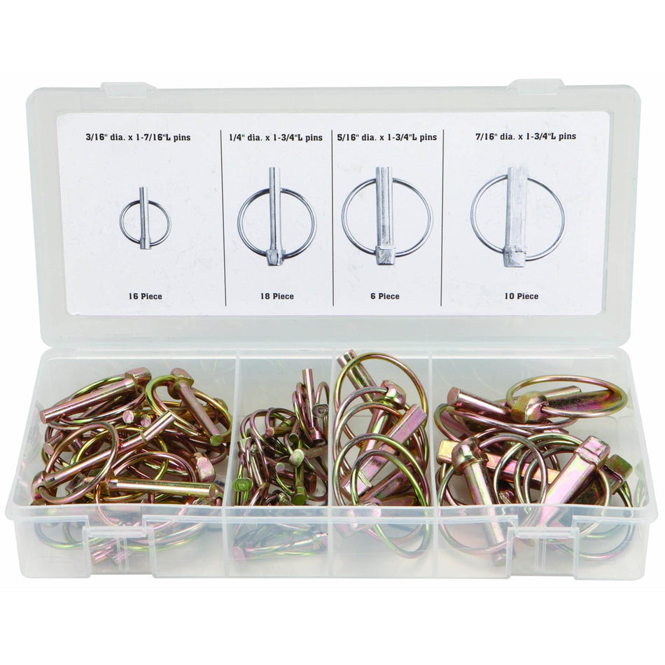 50 PC Spring Loaded Lynch Pin Assortment - tool