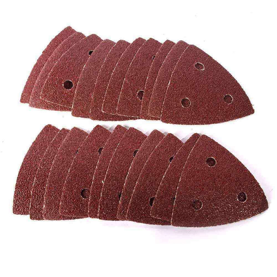 20PC 40 Grit Triangle Sandpaper With Holes for Multi Tool Corner Sander