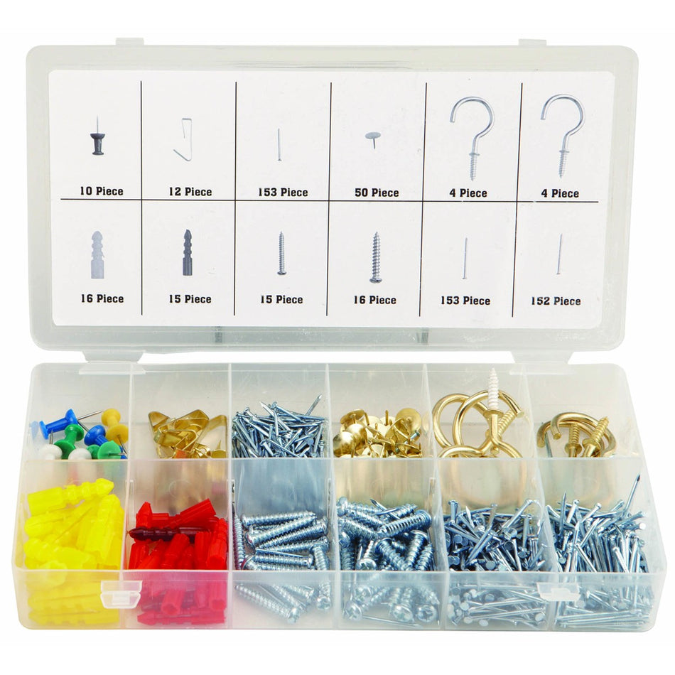 600PC Picture Frame Hanging Hardware Hook Assortment Kit