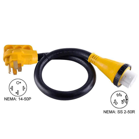 50 Foot 50 Amp RV 6 Gauge Cord With Connector Plug & Handle - tool