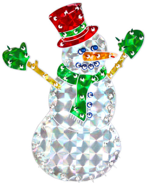 Light Up Holographic Snowman Yard Decoration - tool