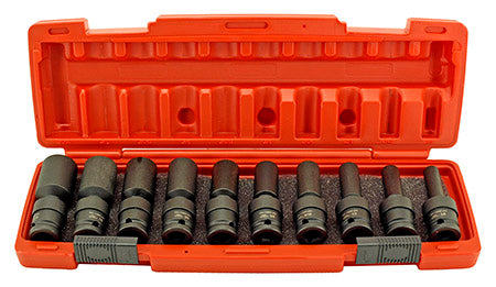 1/2" Drive Deep Universal Wobble  Black Impact Socket Set - tool