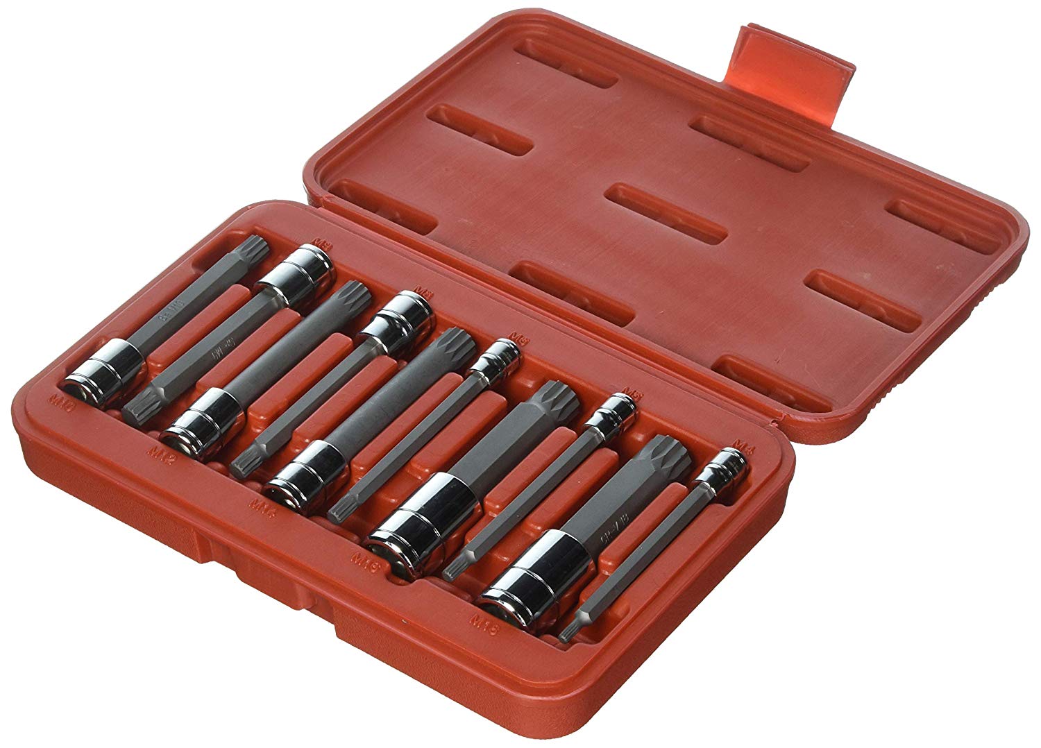 10 PC Long Spline XZN Triple Square Socket Bit Set TamperProof - tool