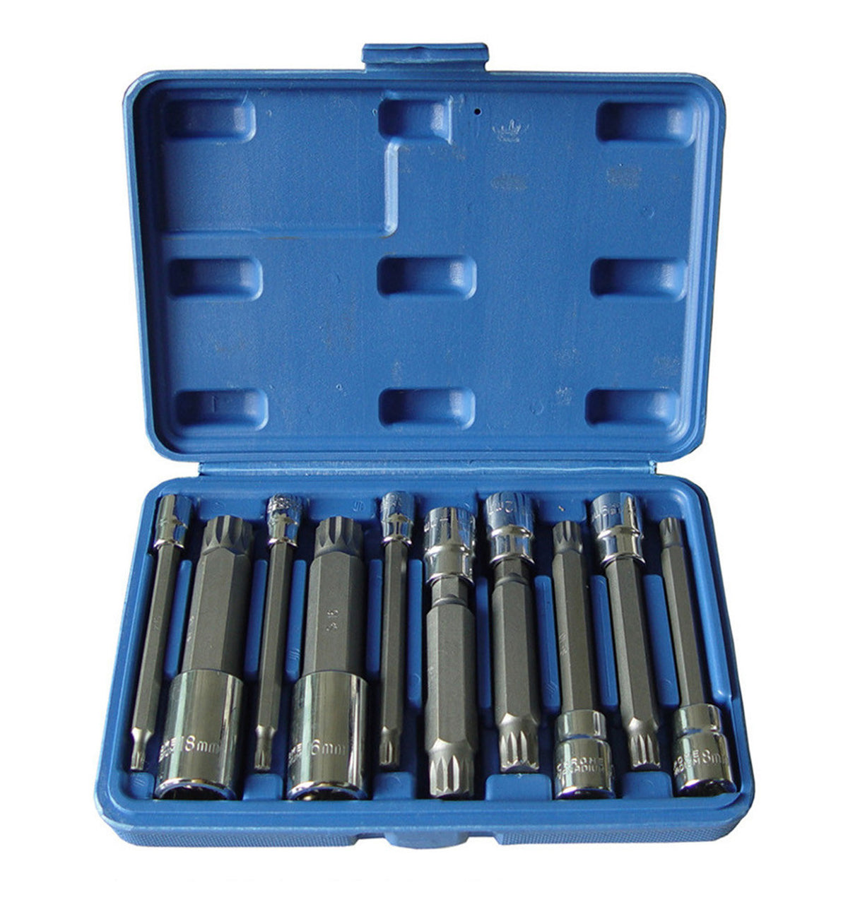 10 Pc Metric Long Deep Spline Drive Bit Socket Set - tool