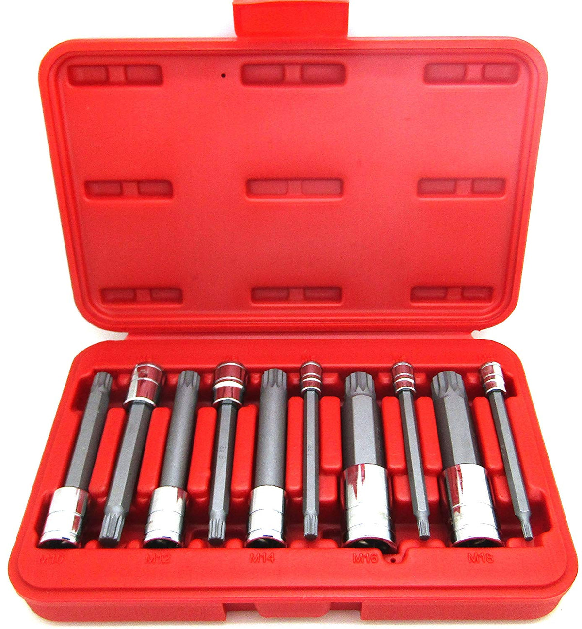 10 PC Long Spline XZN Triple Square Socket Bit Set TamperProof - tool