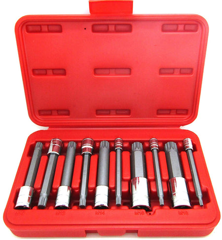 10 PC Long Spline XZN Triple Square Socket Bit Set TamperProof - tool