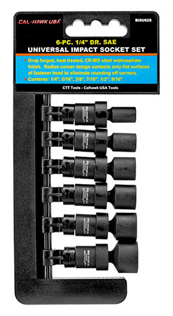 1/4" Drive SAE Universal Impact Black Wobble Socket Set - tool